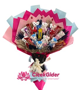 ayıcıklı çikolata buketi, mersin çiçek siparişi, mersin çiçe