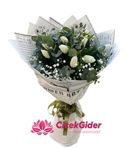 mersin çiçekçi, şık lale buketi, online çiçek siparişi, 