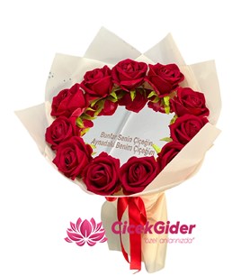 Aynalı Gül Buketi, Sevgiliye Kalıcı Hediye, Mersin Çiçekçi, 